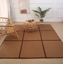 拼接九宫格藤席地垫夏天乘凉客厅地毯多种花型可选一件代发