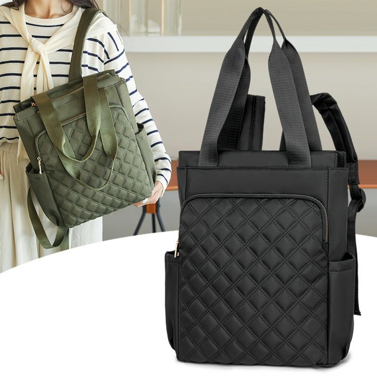 2024 Large Capacity Fashionable Casual Double Handle Backpack with Embroidered Diamond Pattern, Versatile for Daily Use, Women's Backpack, Special Price 2024 Large Capacity Fashionable Casual Double Handle Backpack with Embroidered Diamond Pattern, Versatile for Daily Use, Women's Backpack, Special Price