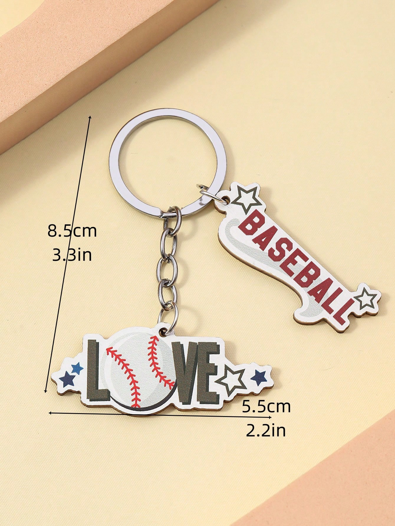 12g Weight Keychain Classification Daily Occasion Wood Material Letter, Ball Pattern Unisex Gender Sports Style Sports Letter Ball Wood Unisex Keychain 无