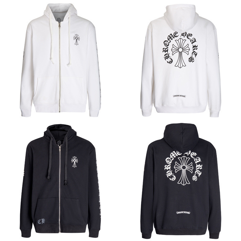 Transfronterizo solo para tres marcas completas CH Cro Street tide sánscrito crucifijo chaqueta con sombrero con cremallera fábrica de stock de cabello directo