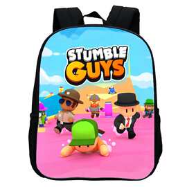 新品印花地Stumble Guys 绊倒人幼儿园书包 卡通12寸双肩背包轻便