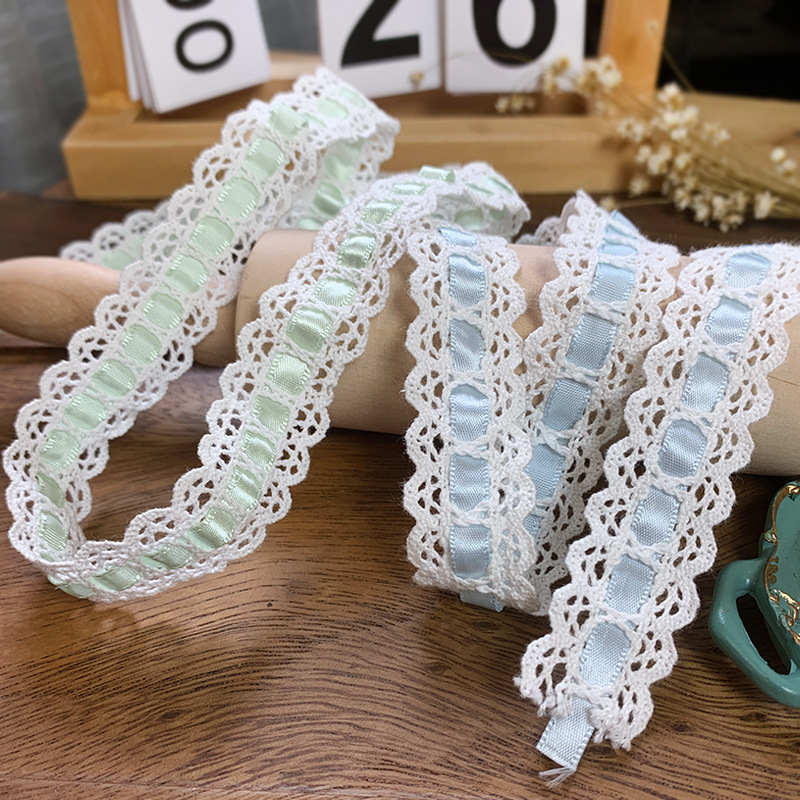 Cotton thread satin ribbon lace accessories hollow embroidery handmade DIY decorative clothing should aid fan material