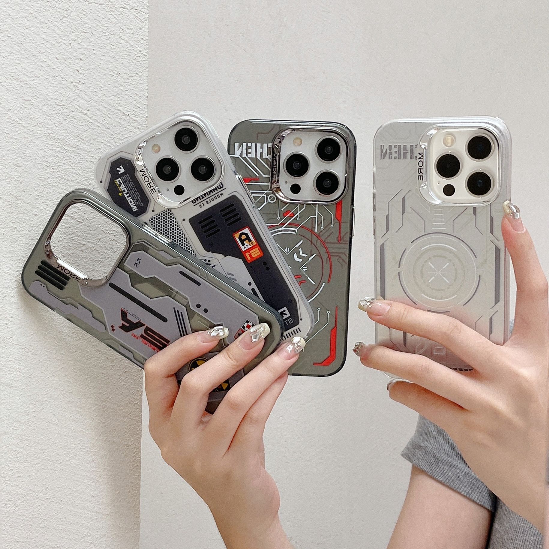 Mecha Style Iphone 15 Pro Max Case Trendy Protective Hard Cover_voghion.com