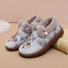 老北京布鞋冬季棉鞋加绒保暖软底刺绣布鞋中老年妈妈鞋防滑加厚