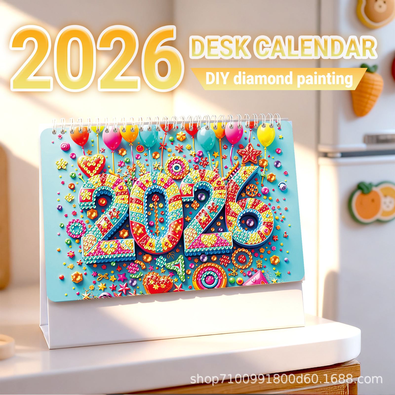 Transfronterizos para 2026 pinturas de mampostería DIY hechas a mano alrededor del conjunto de pegatinas de diamantes de mesa calendario de fábrica en stock