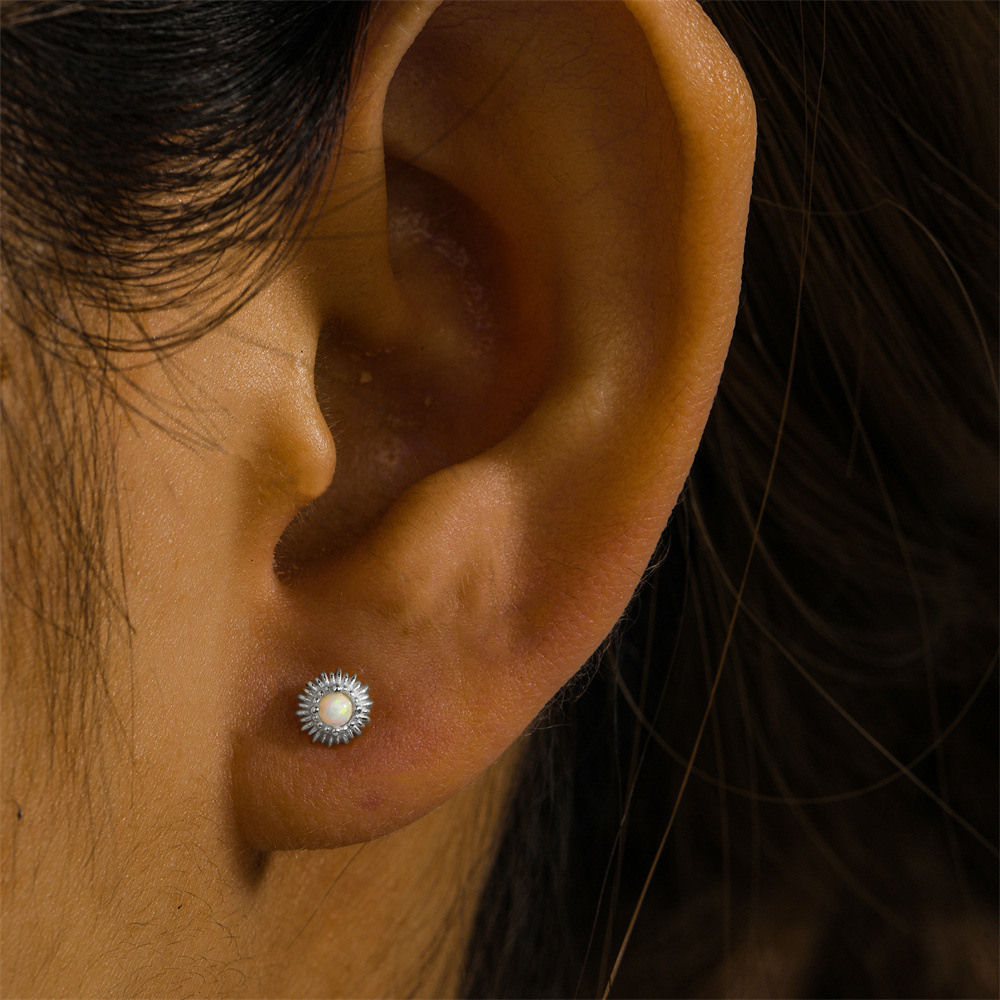 1 Piece Simple Style Geometric Plating Inlay Sterling Silver Opal Zircon Ear Studs display picture 30