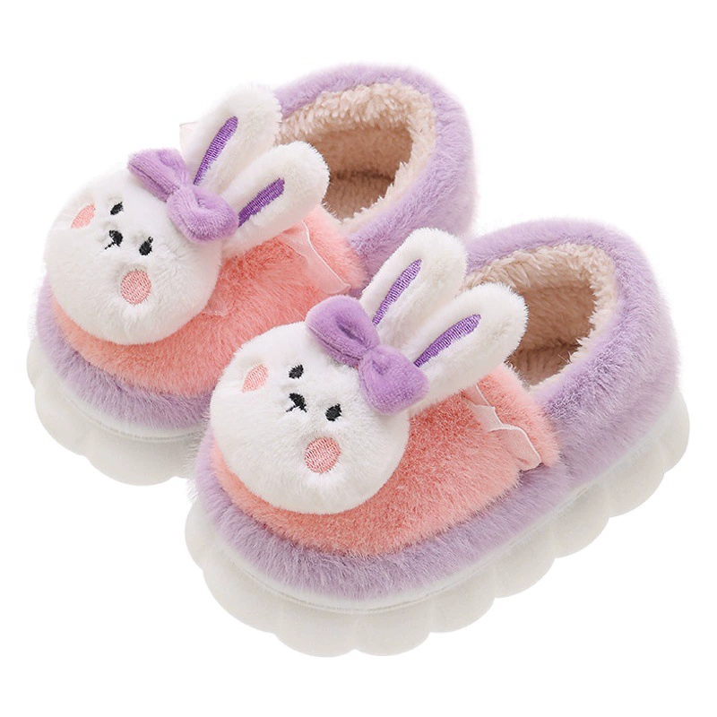 Зимние Детские хлопковые тапочки для девочек, милая мультяшная теплая Нескользящая Домашняя и уличная детская хлопковая обувь, зима