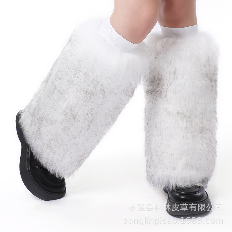 Otoño e Invierno exportación europea y americana original única imitación de piel de zorro cubierta de la pierna cubierta del zapato de la rodilla de las mujeres largo grueso caliente