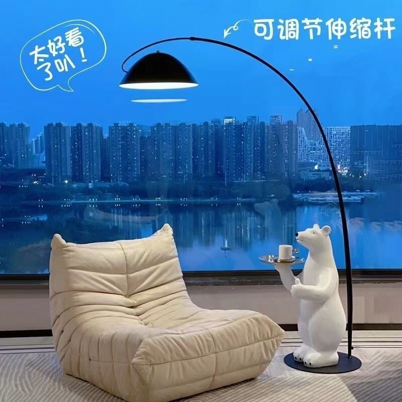 Eye-protecting, simple and modern curved floor lamp for reading, suitable for living room next to the sofa, provides a high-end ambiance lighting