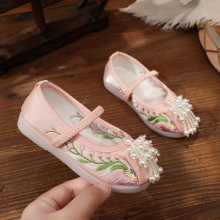 新款女童汉服鞋儿童绣花鞋老北京布鞋宝宝古装表演出舞蹈鞋子孩子