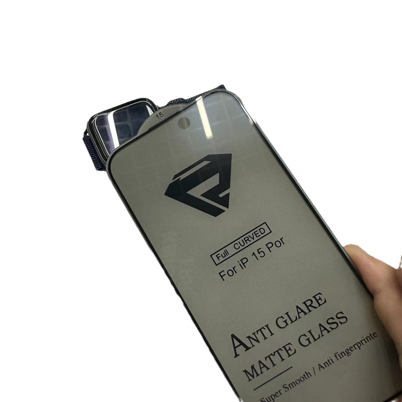 Adecuado para iphone15 pantalla de seda esmerilado alta presión borde transparente 35giPhone15Pro tres película templado fuerte pegatina protectora