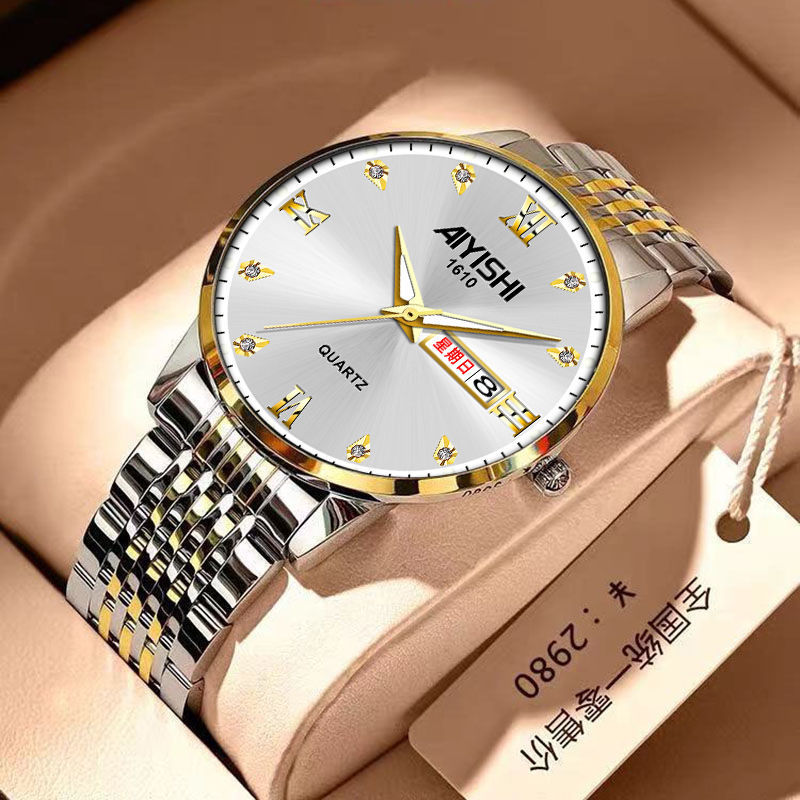 Imported movement between gold and steel with Swiss genuine goods (gold and white)