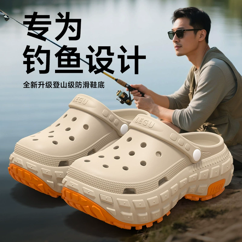 Мужская обувь Croc, нескользящая уличная пляжная обувь на толстой подошве, летние дышащие спортивные сандалии с дезодорантом для женщин