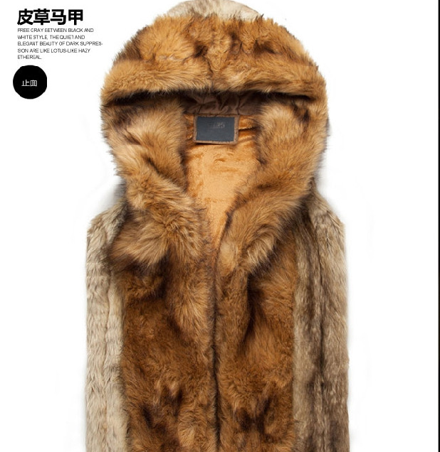 2021 hombres europeos y americanos de otoño e invierno Chaleco de piel de moda de felpa abrigo de piel de conejo Imitación Piel