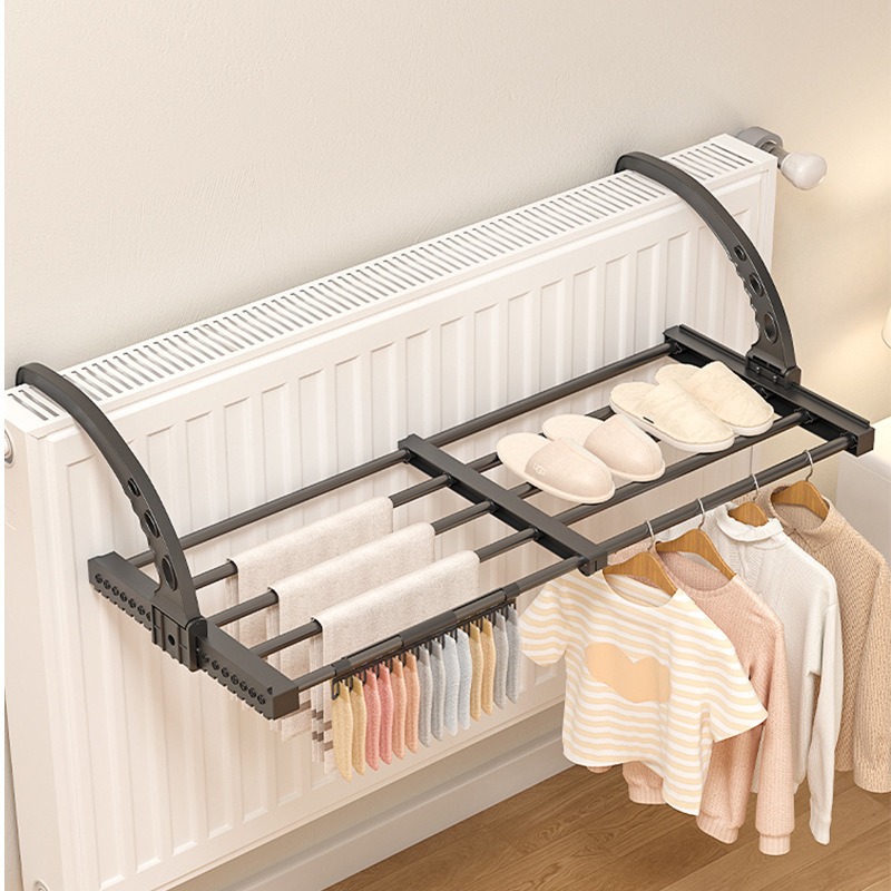 Foldable Drying Rack for Radiator, Specialized for Drying and Storing Clothes, with Hooks for Socks and Garments, Modern and Simple Design for Home Use