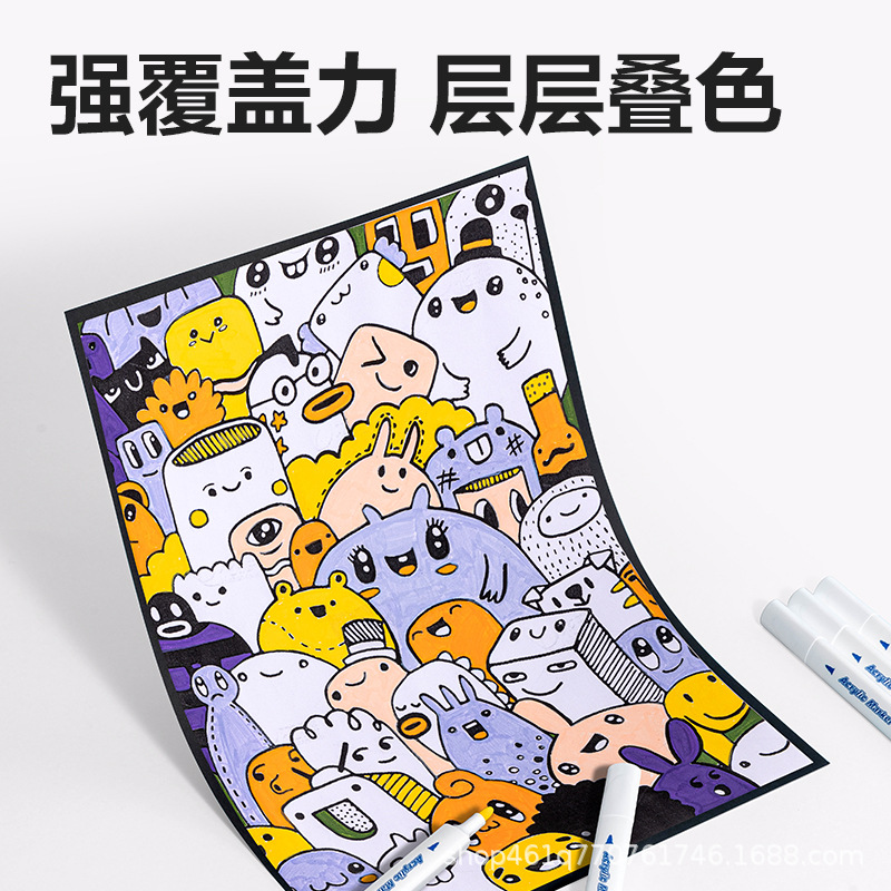 Marcador de acrílico Deli, bolígrafo de acuarela a base de agua con varilla triangular, color superpuesto, bolígrafo pintado a mano para niños de bricolaje impermeable