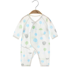 Baby pure cotton onesie summer ultra-thin boneless newborn embroidered lace hoodie long sleeve air-conditioning suit for babies