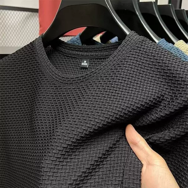 2026 Men's Ice Silk Short-Sleeve T-Shirt, New Summer Style, Solid Color, Quick-Dry, Thin Bamboo Fiber Polyester