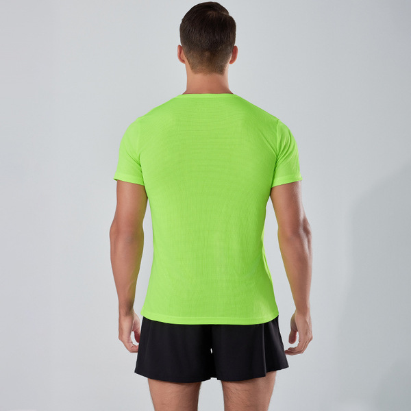 Summer quick dry sports solid T-shirt for gym with a round collar