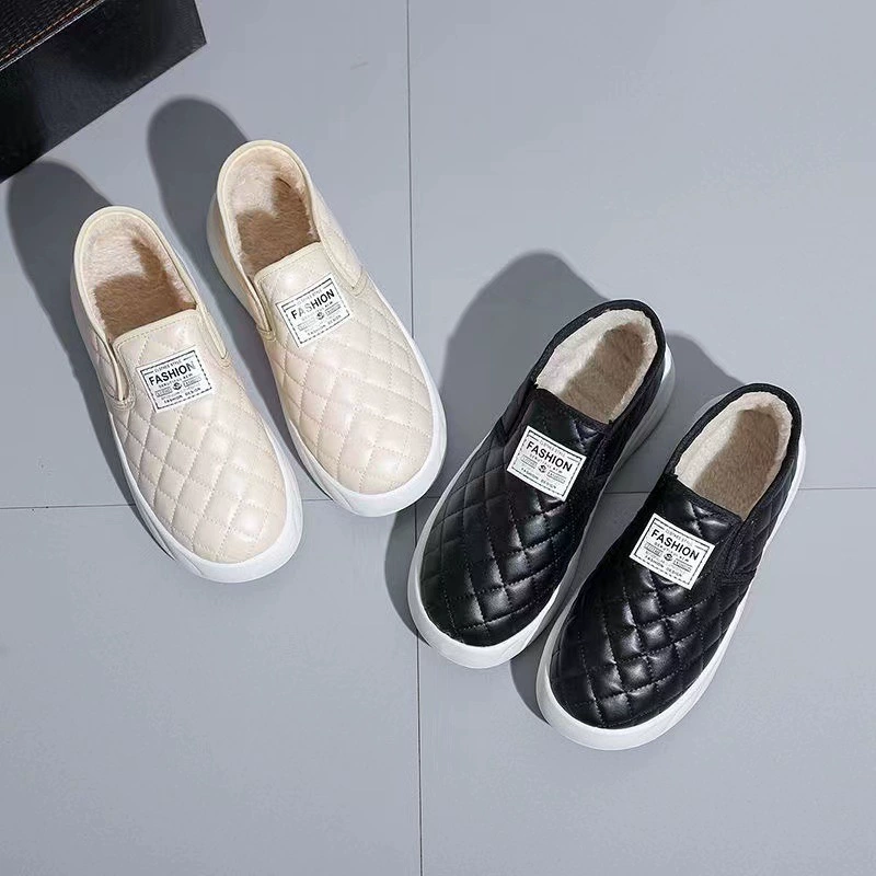 Прилив женские хлопчатобумажные туфли PU кожа водонепроницаемая нескользящая обувь на толстой подошве плюс бархат новая женская хлопчатобумажная обувь