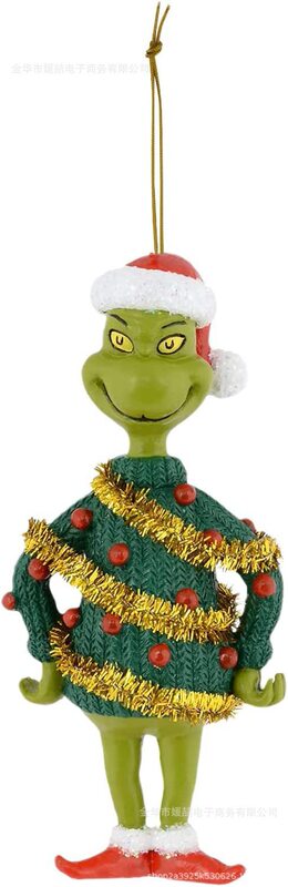 2024新品緑毛モンスタークリスマス装飾飾り漫画クリスマスツリーペンダントクリスマスホームカー装飾|undefined