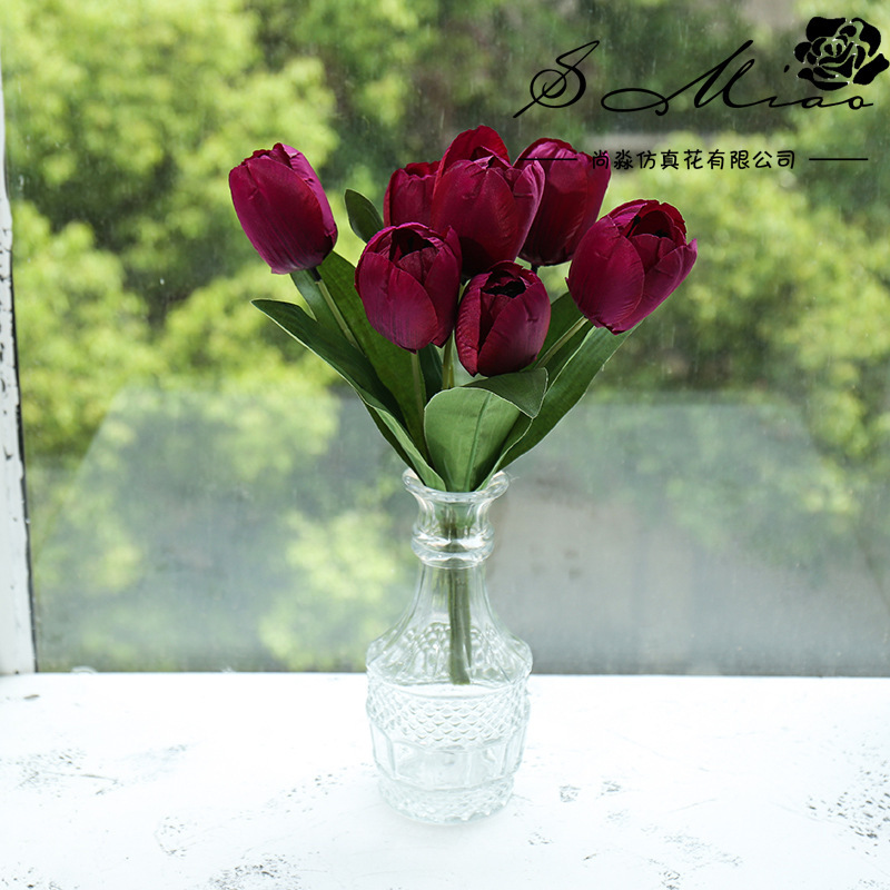 Flor artificial de siete cabezas tulipán bonsai decoración interior creativa flor artificial suministro directo de fábrica entrega de una pieza artificial planta verde image 13