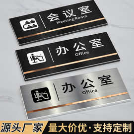 高档不锈钢拉丝黑标识牌办公室门牌公司科室牌仓库禁止吸烟提示牌
