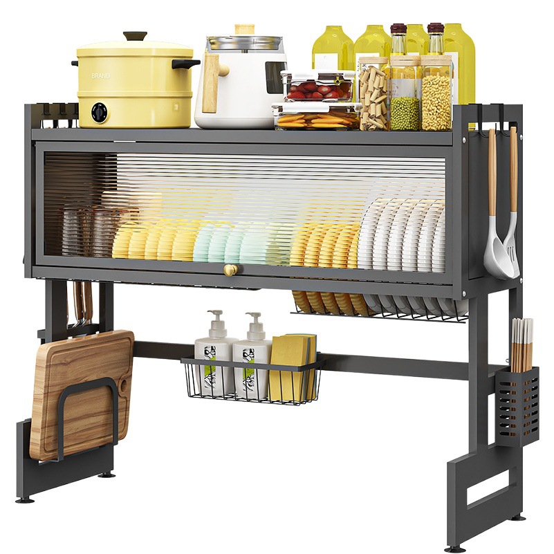 Fregadero de la cocina estante de almacenamiento a prueba de polvo gabinete mesa superior plato de almacenamiento estante de plato fregadero estante de drenaje plato