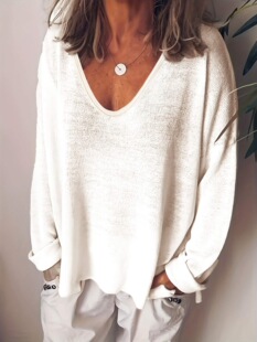 H 4570 V Neck Long Sleeve T-Shirt Ů�bT�� �W���羳���R�d��