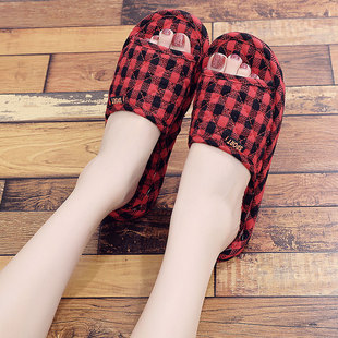 Fabric Slippers with Wooden Floor Tiles for Indoor Home Use, Suitable for Men and Women in Autumn and Winter, Made of Cotton and Linen, Couple-Friendly, Silent, Soft Sole, Available on Fengyuan