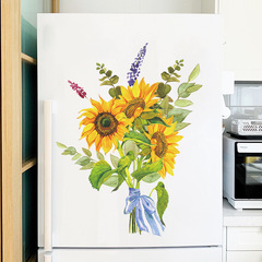 FX-F132 新彩繪向日葵插花臥室家居柜子牆面裝飾可移除牆貼紙自粘
