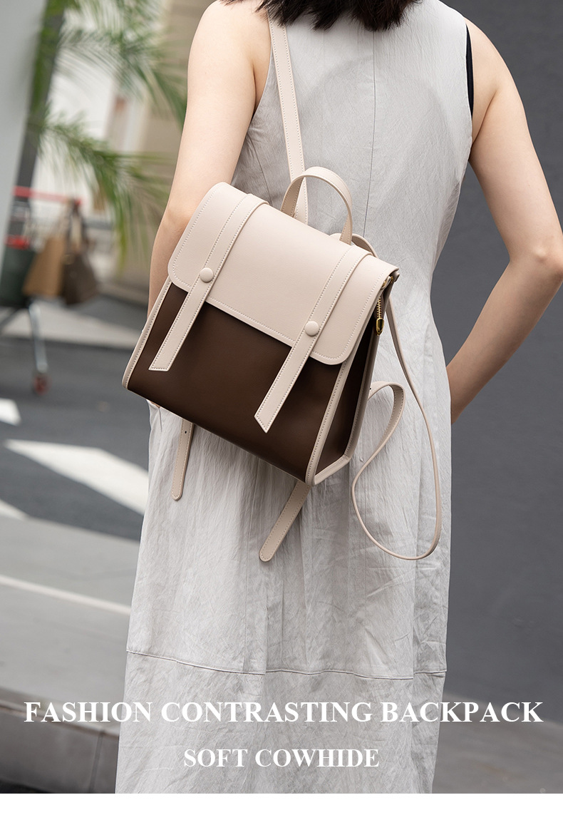 Sac à Dos en Cuir de Grande Capacité à Double Bretelle pour Femmes - Image 1