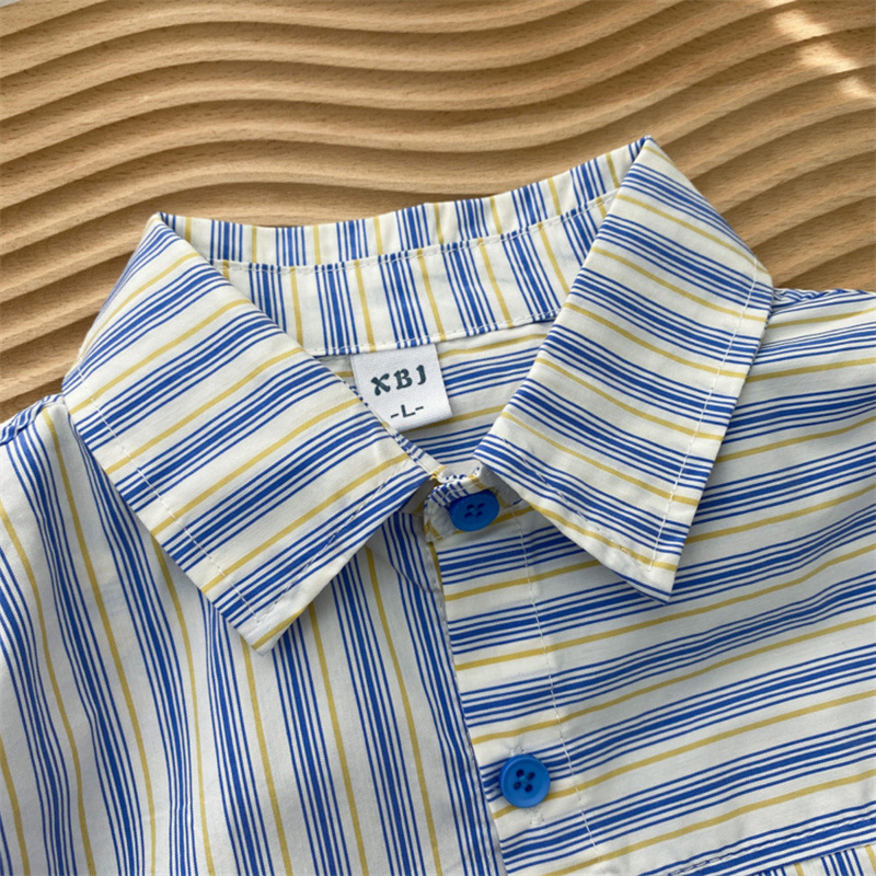 Camisas de niños de primavera y otoño de niños guapos bordados con collar de banda vertical camisa de niños