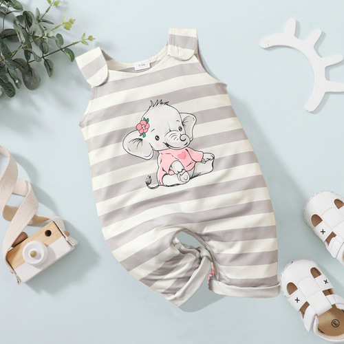 Baby Romper Cross-border Sleeveless Long Crawling Suit Infant Elephant Onesie Newborn Vest Long Leg Jumpsuit