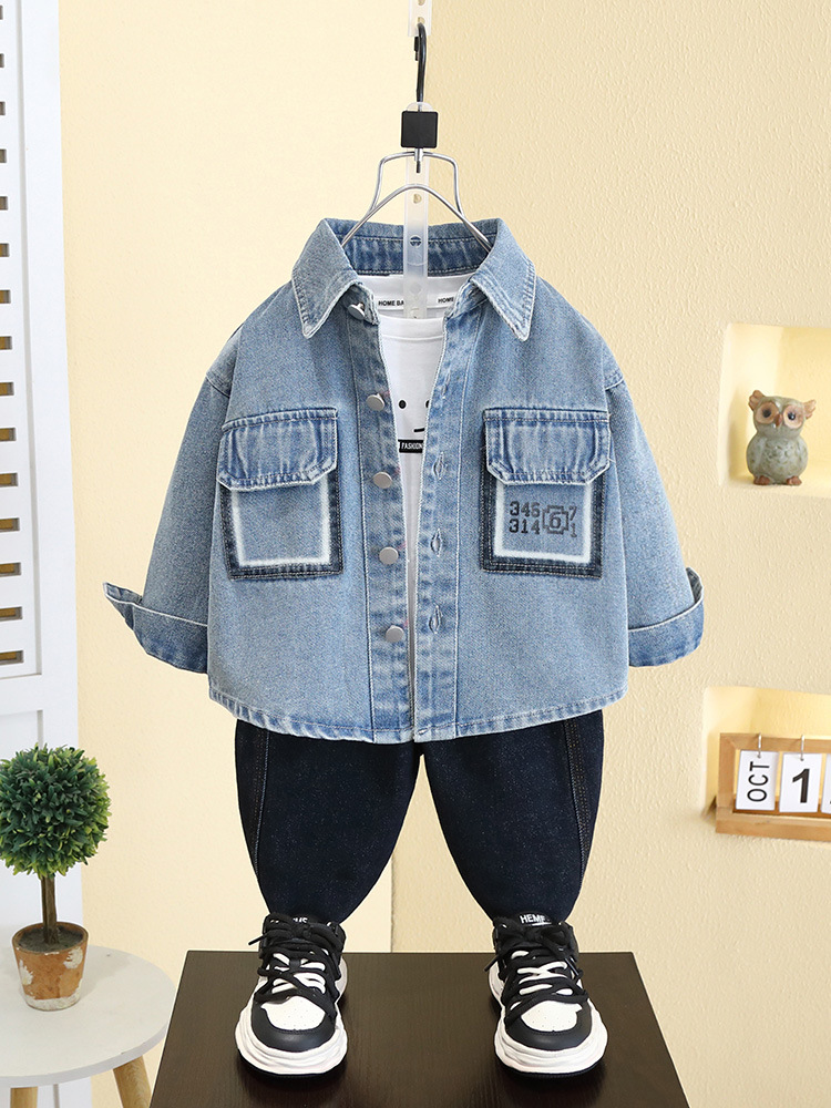 7545 camisa de mezclilla para niños primavera y otoño 2025 nuevo estilo para niños chaqueta de manga larga coreana camisa de primavera para hombres