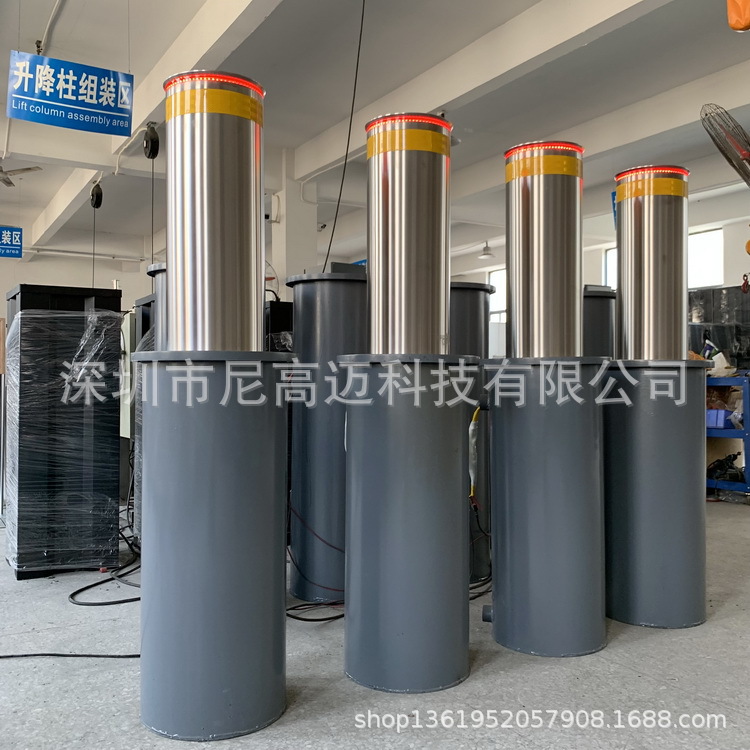 尼高迈厂家批发遥控液压不锈钢全自动升降柱,219圆管柱式电动路障