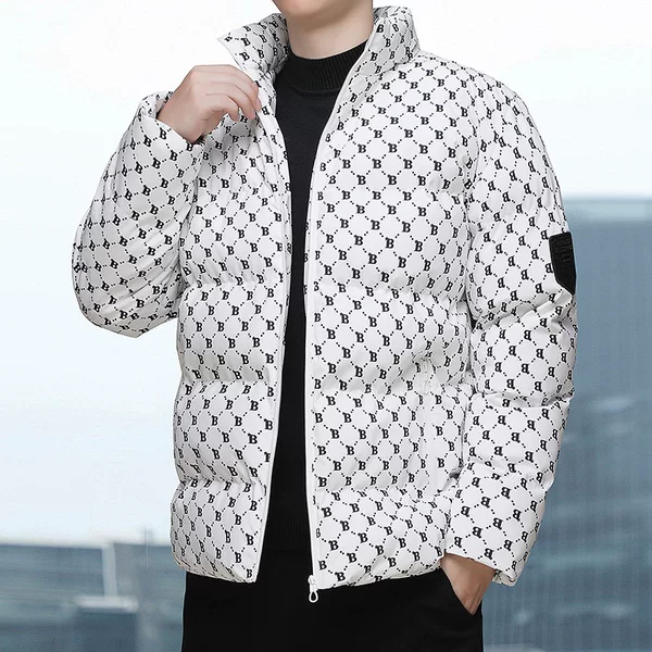 2025 new couple's style men's cotton-padded jacket, warm and fashionable for young men in winter, thick outerwear, live-streaming bestseller, stand-up collar, extra thick