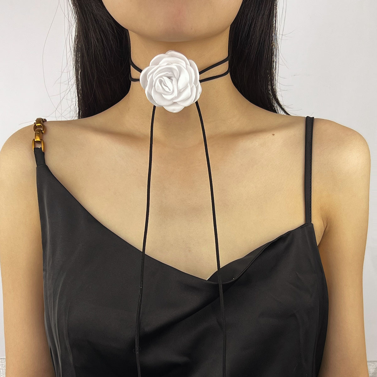 5g Weight Choker Classification Cloth Chain Material 1 Piece Quantity Holiday, Daily Occasion Gauze Material Flower Pattern Women's Gender Elegant Style Elegant Flower Gauze Choker Wholesale 7