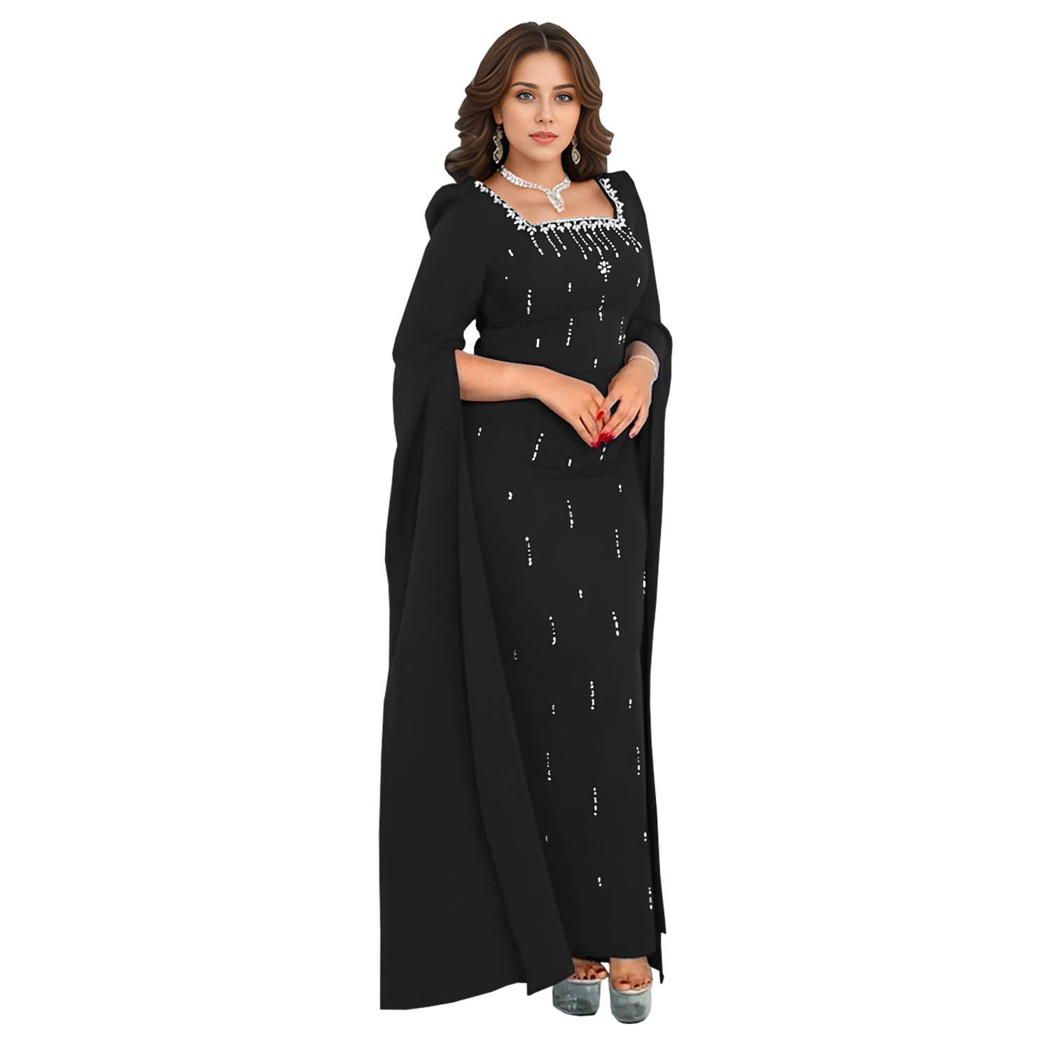 C7259 Aliexpress transfronterizo Amazon Europa y América ropa de moda de mujer trasera abertura de manga caliente vestido elegante