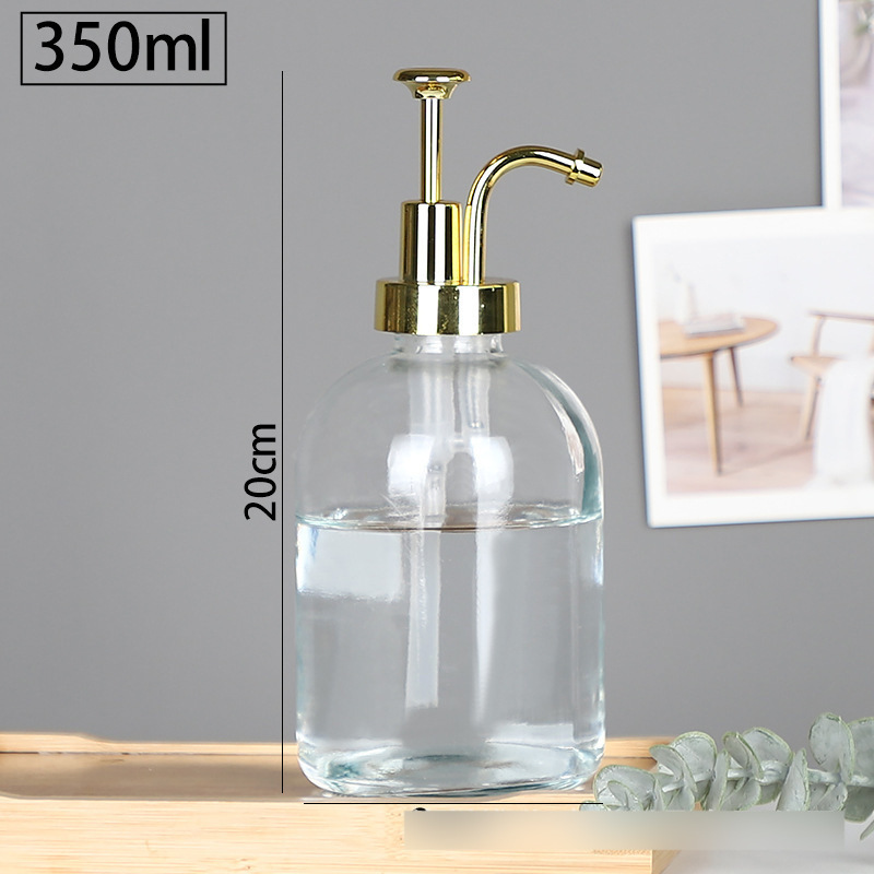 Amazon en stock botella de desinfectante de manos transparente tipo de presión botella vacía botella de champú de vidrio