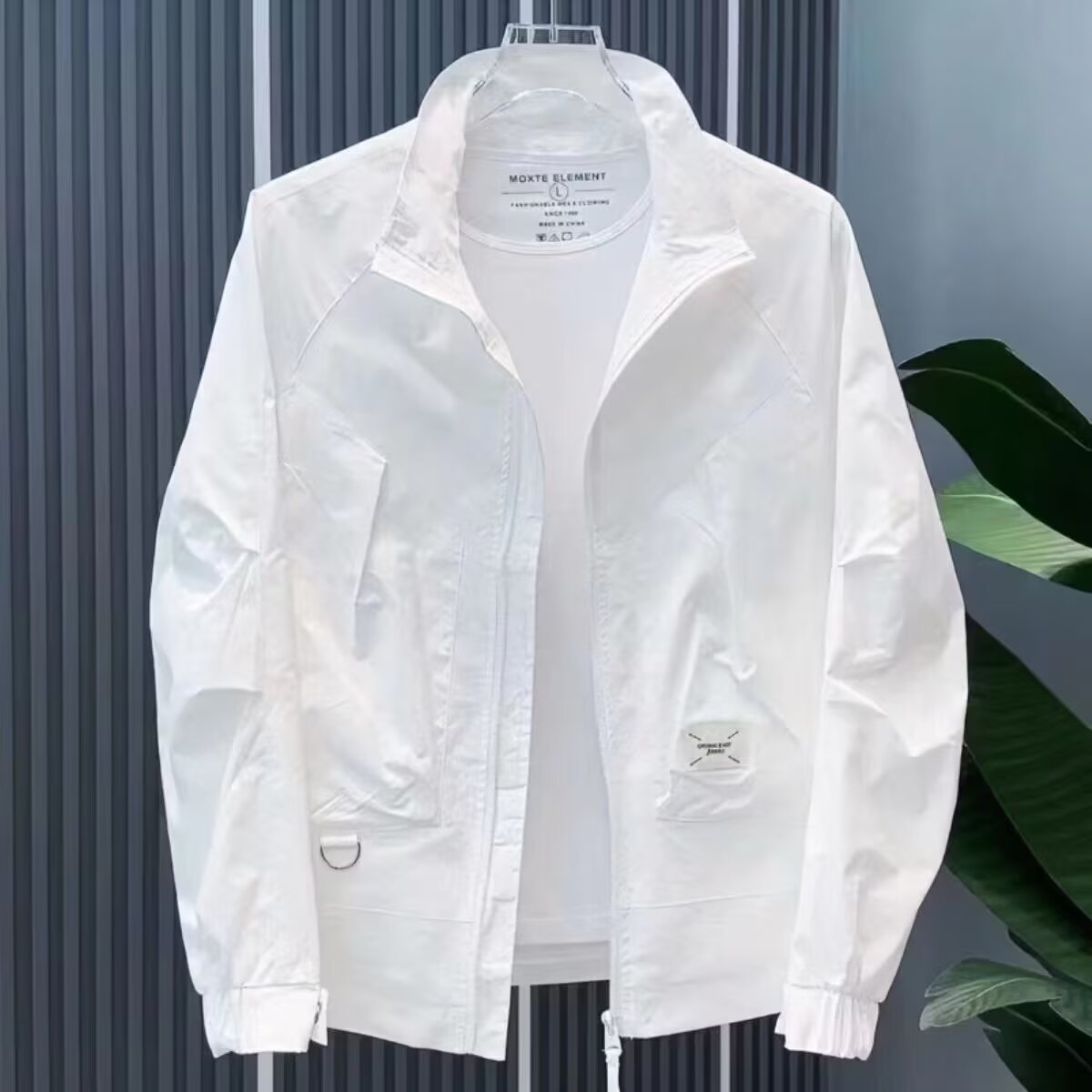 Muxi ropa de hombre chaqueta de hombre de verano tendencia de moda de cuello guapo chaqueta casual de hombre de color sólido