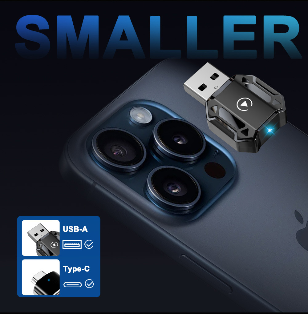 Wired Carplay to Wireless Car Adapter, Android and Apple Car-Machine Connectivity, Two-In-One Car Navigation