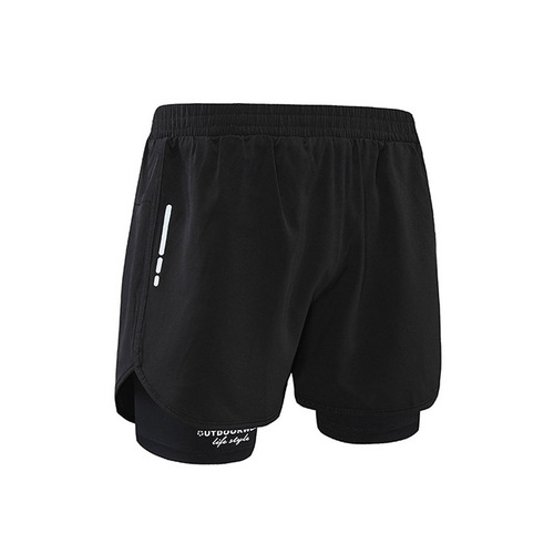 Summer Swim Trunks Anti-Embarrassment Shorts Men's Casual Running Exercise Quick-Drying Fitness Double-Layer Flat-Bottom Swim Trunks