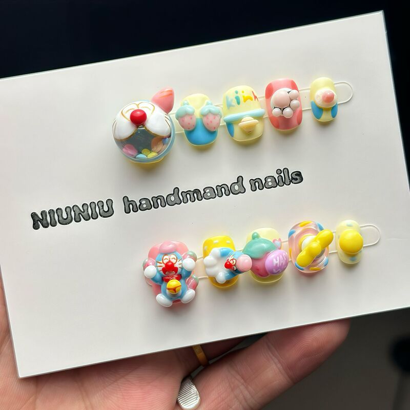 Doraemon Cartoon Cute Handmade Nail Art with Rotating and Squeezing Features