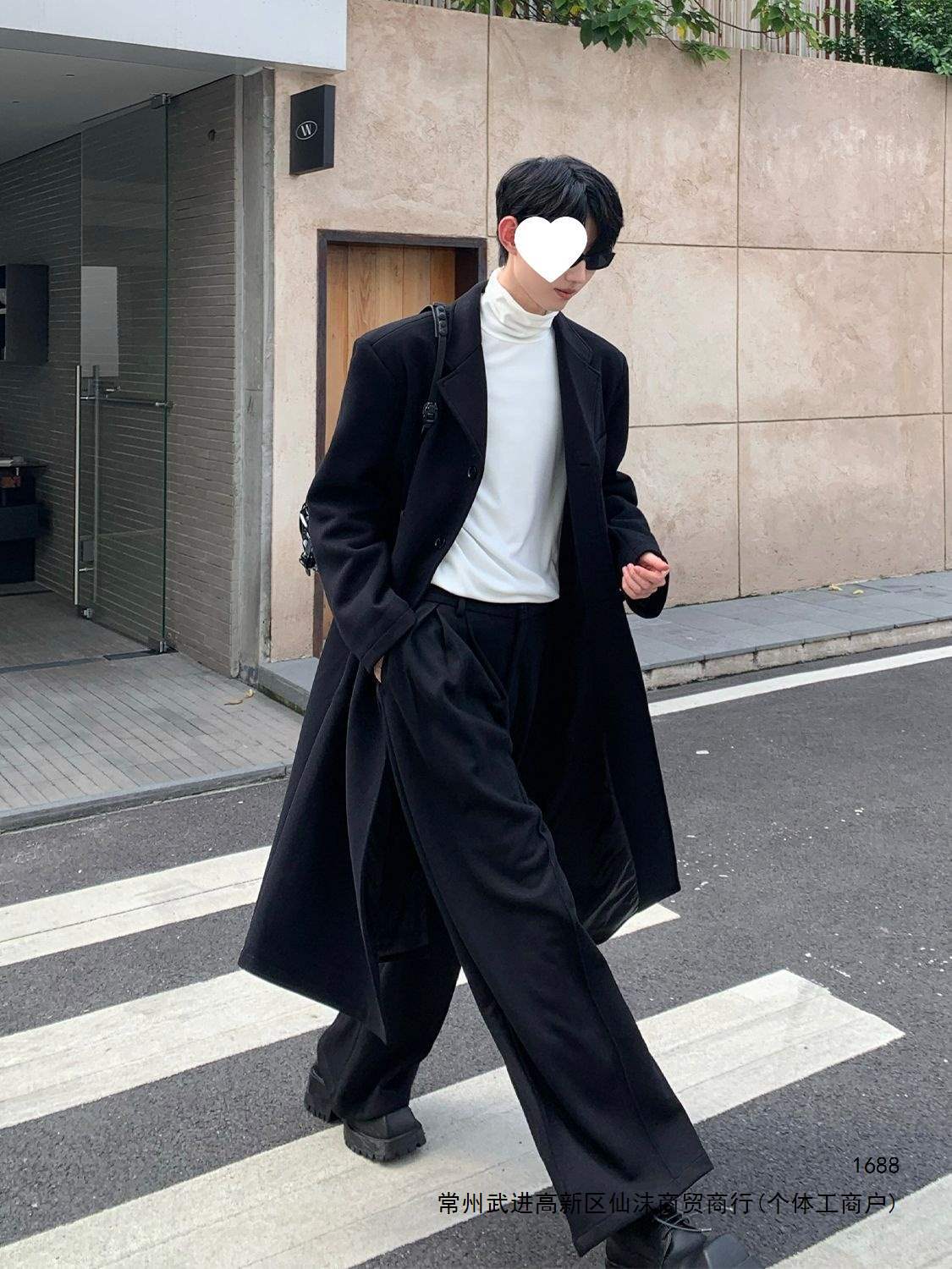 Korean style padded shoulder wool coat, loose fit, long over-the-knee trench coat, autumn and winter cool and stylish cotton-padded wool coat.