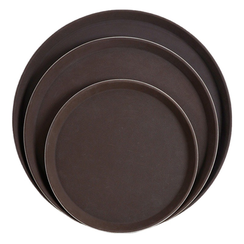 Bandeja redonda templada antideslizante, bandeja comercial para hotel, cafetería, bar, bandeja rectangular para té, bandeja de plástico para cena