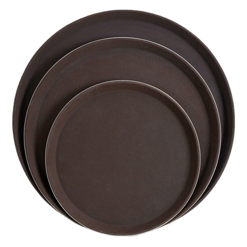 Круглый закаленный нескользящий поднос, коммерческий отель, кафе, барный поднос, прямоугольный поднос для чая, пластиковый поднос для обеденной тарелки