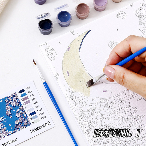 Digital oil painting diy coloring oil painting hand-painting acrylic painting simple stress relief hand-painted watercolor tulip