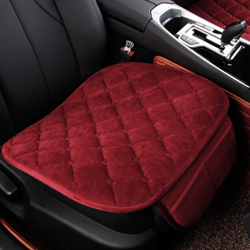Seat cushion, seat cover, Qìchē 3-Piece Set - wine-red-rhombus-plush-single-1-piece-standard