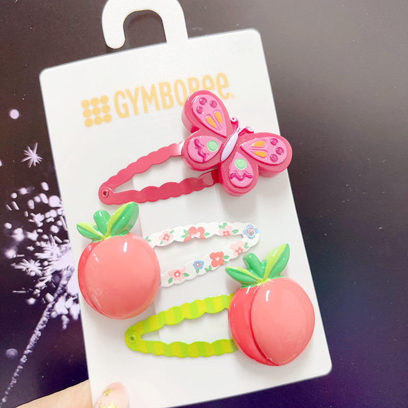 GYM金莹贝蝴蝶蜜桃大发夹发饰刘海夹胖花夹礼品卡通新款水果女童